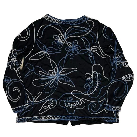 Art to Wear Embroidered Blue Black White Lightweight Jacket Size 1X cj Banks - Picture 3 of 7